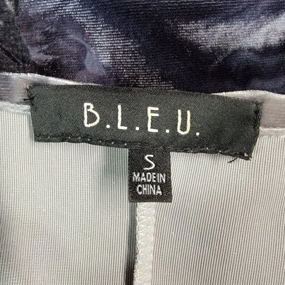 Bleu Womens Top Size S Blue Animal Print Flowy Ruffled Y2K Colorful Tunic Blouse - Picture 12 of 12